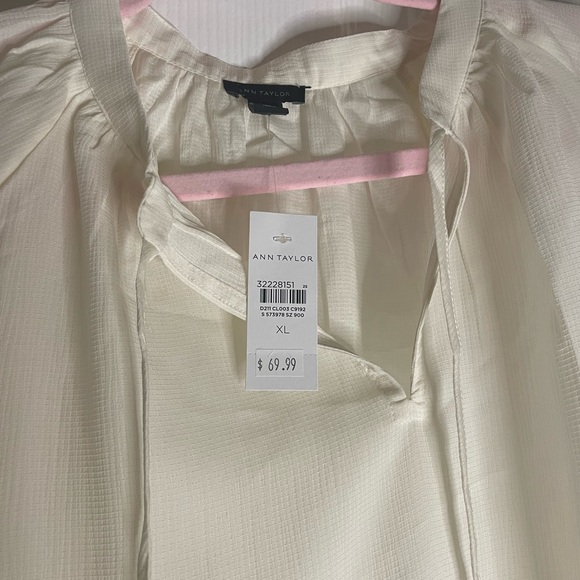 New Ann Taylor Tie Neck Tunic Blouse in Winter White Size XL - Picture 4 of 6